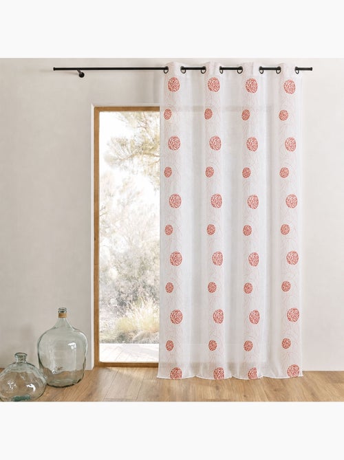 Cortina de organza bordada com motivos redondos - Kiabi
