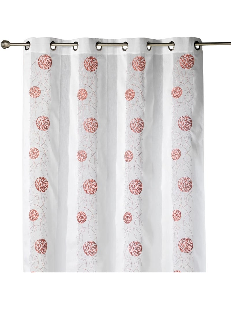 Cortina de organza bordada com motivos redondos Vermelho - Kiabi