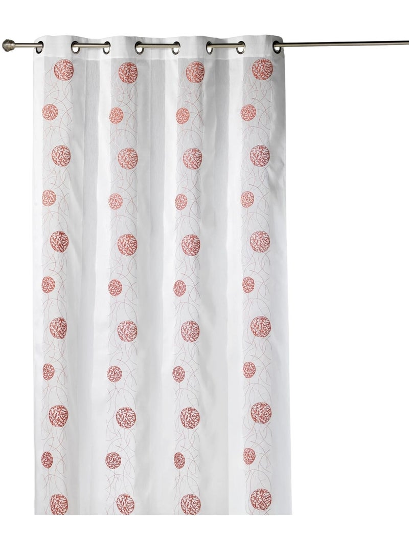 Cortina de organza bordada com motivos redondos Vermelho - Kiabi