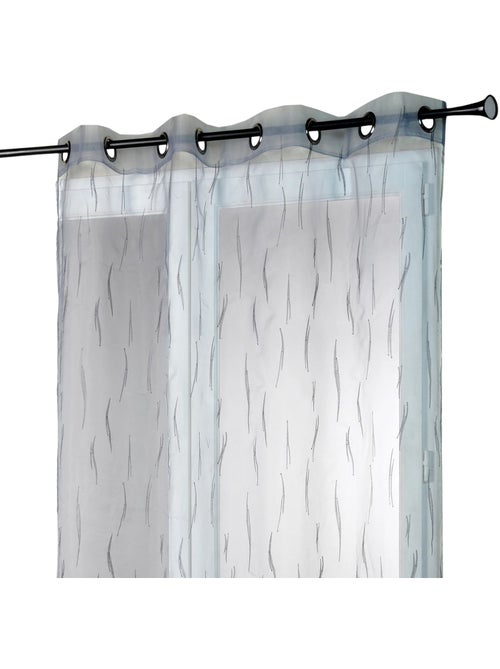 Cortina de organza cinzenta com bordado de ramos - Kiabi