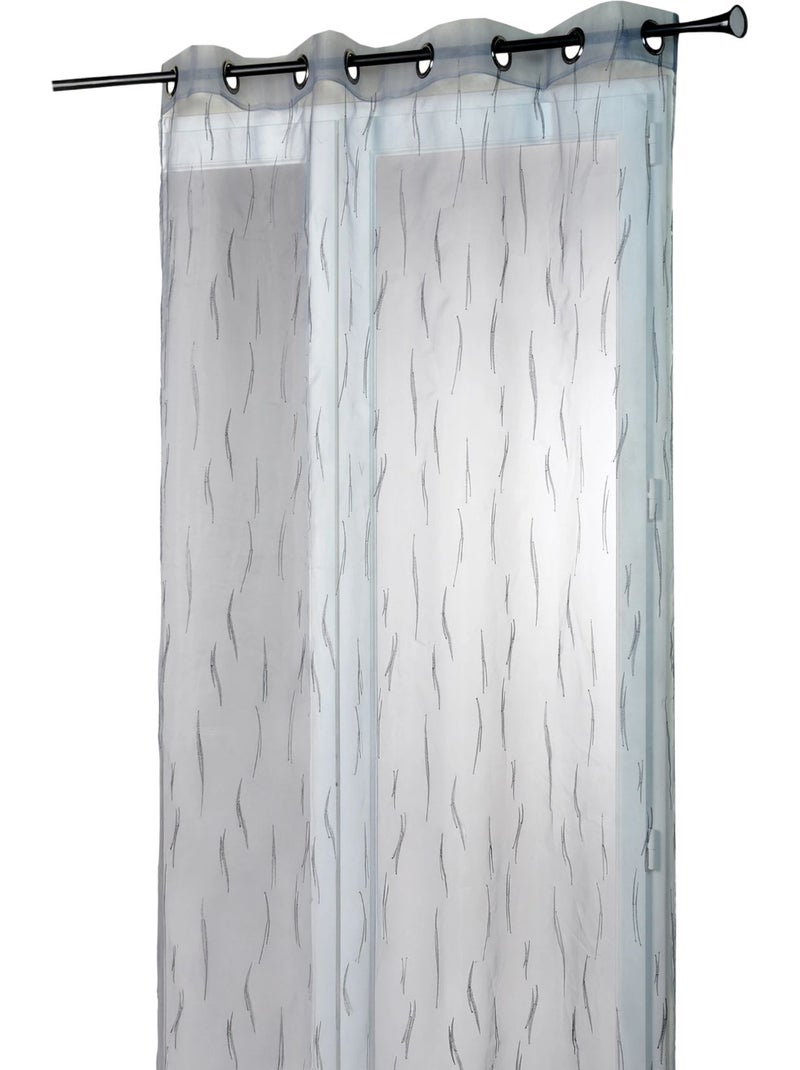 Cortina de organza cinzenta com bordado de ramos Cinza claro - Kiabi