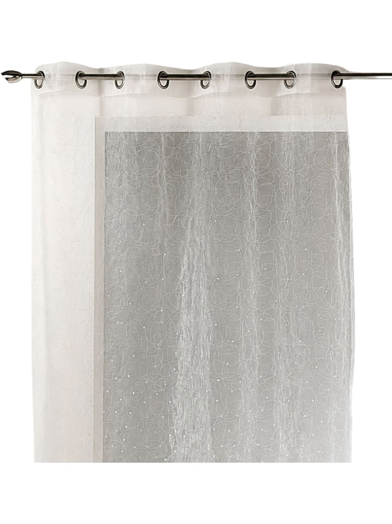 Cortina de organza com bordado em motivo Branco - Kiabi