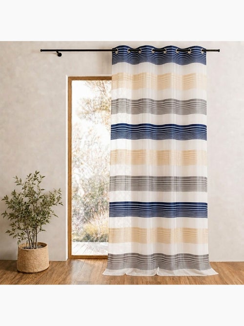 Cortina de organza com finas riscas horizontais coloridas - Kiabi Cortina de organza com finas riscas horizontais coloridas - Kiabi