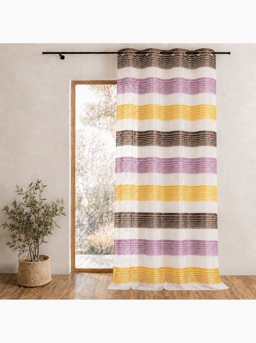 Cortina de organza com finas riscas horizontais coloridas - Kiabi Cortina de organza com finas riscas horizontais coloridas - Kiabi