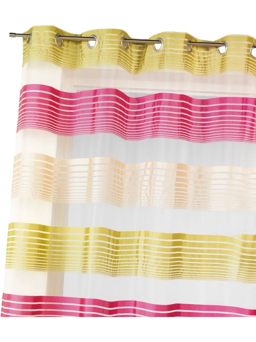 Cortina de organza com finas riscas horizontais coloridas - Kiabi Cortina de organza com finas riscas horizontais coloridas - Kiabi