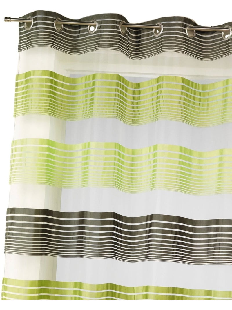 Cortina de organza com finas riscas horizontais coloridas Verde tília - Kiabi