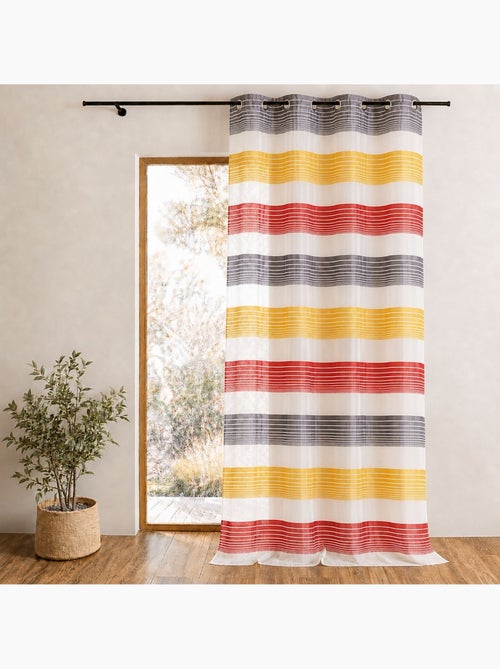 Cortina de organza com finas riscas horizontais coloridas - Kiabi Cortina de organza com finas riscas horizontais coloridas - Kiabi