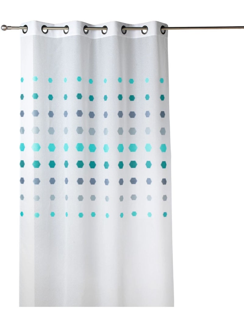 Cortina de organza com pontos geométricos Azul-celeste - Kiabi