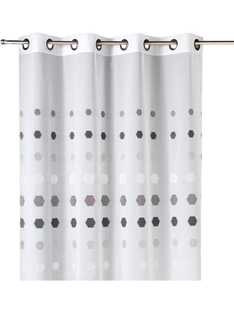 Cortina de organza com pontos geométricos Cinza claro - Kiabi