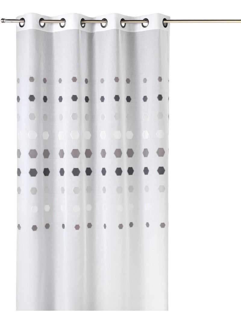 Cortina de organza com pontos geométricos Cinza claro - Kiabi