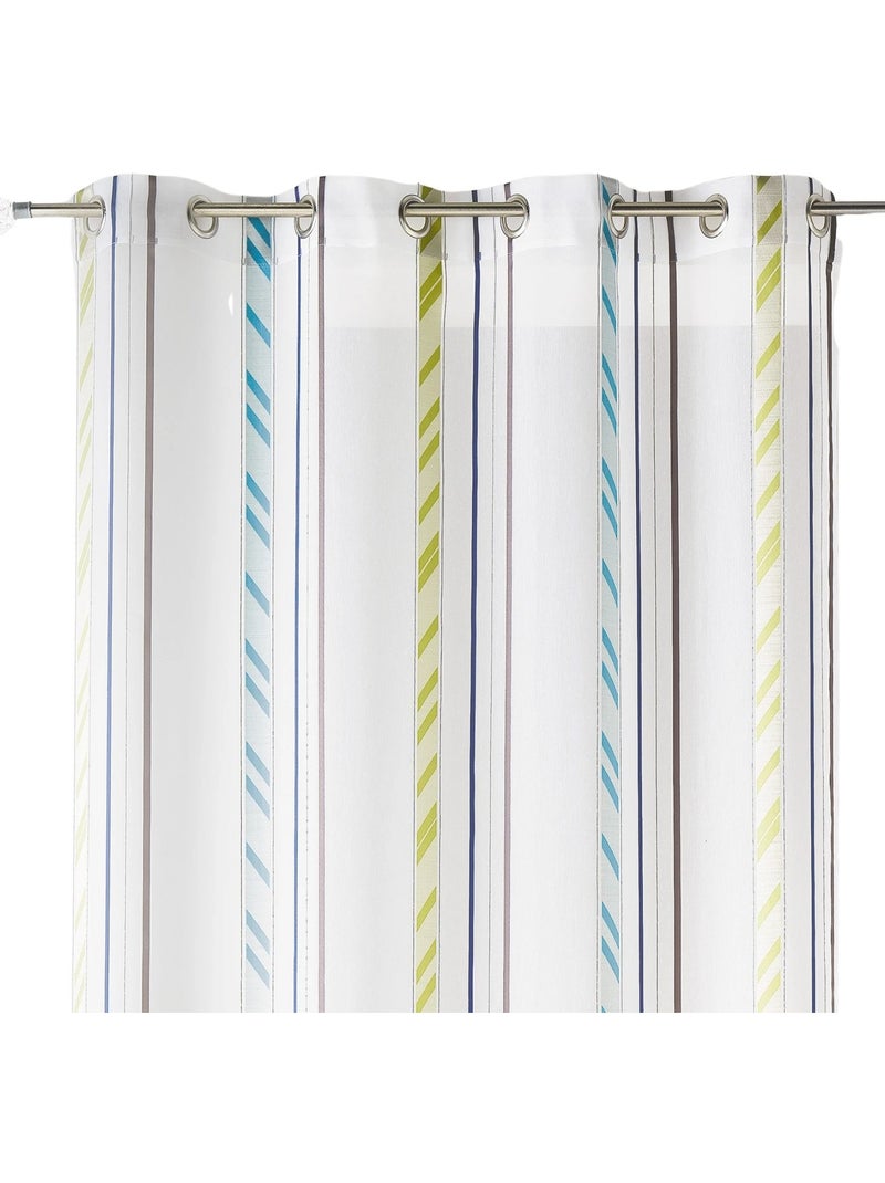 Cortina de organza com riscas verticais Azul - Kiabi