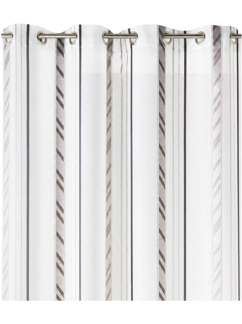Cortina de organza com riscas verticais Cinza claro - Kiabi