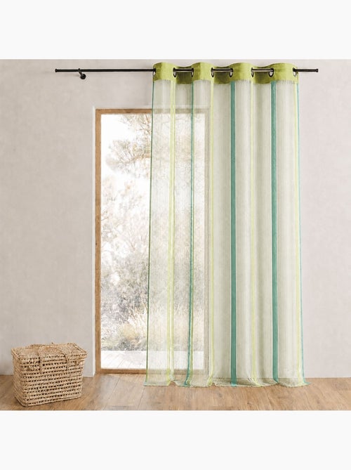 Cortina de organza com riscas verticais e forro - Kiabi