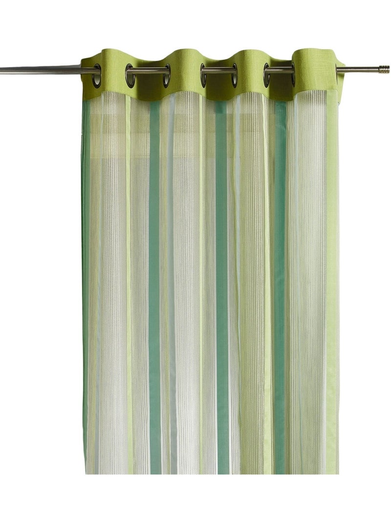 Cortina de organza com riscas verticais e forro Verde claro - Kiabi