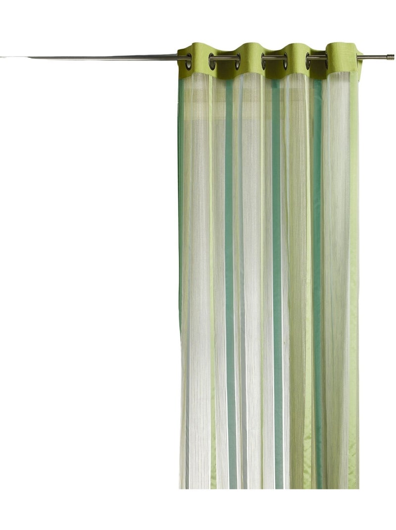 Cortina de organza com riscas verticais e forro Verde claro - Kiabi