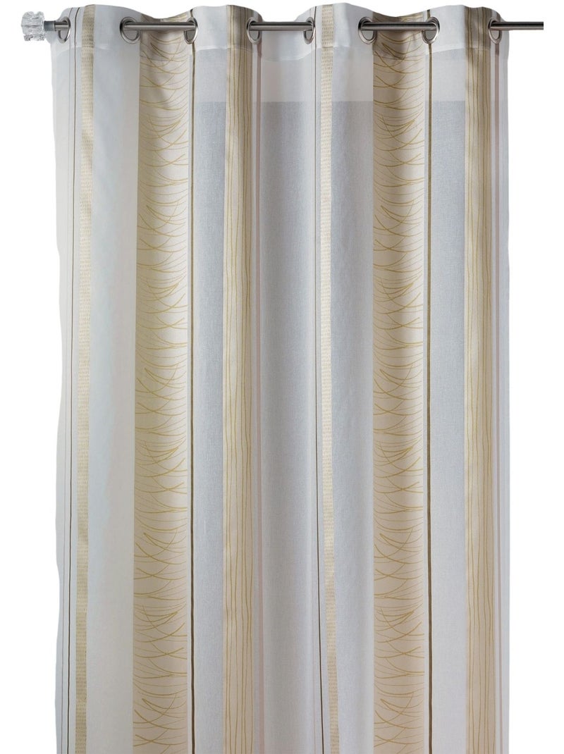 Cortina de organza com riscas verticais e padrão Madeira natural - Kiabi