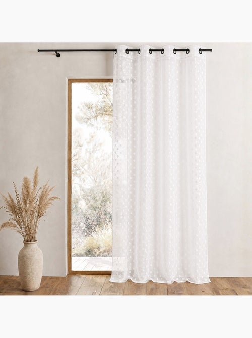 Cortina de organza jacquard bordada com bolinhas - Kiabi