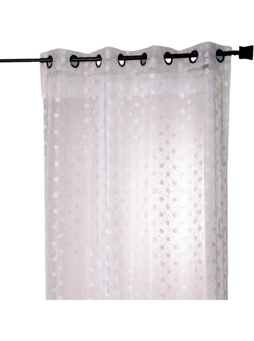 Cortina de organza jacquard bordada com bolinhas - Kiabi