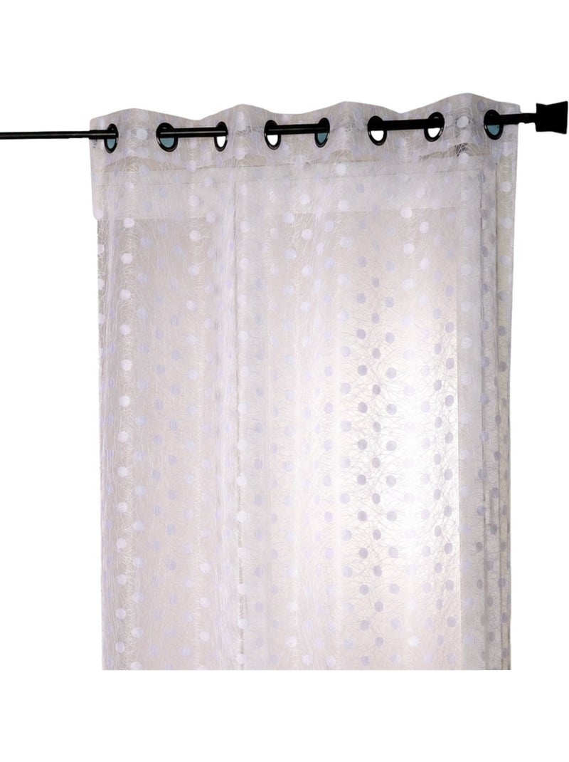 Cortina de organza jacquard bordada com bolinhas Branco - Kiabi