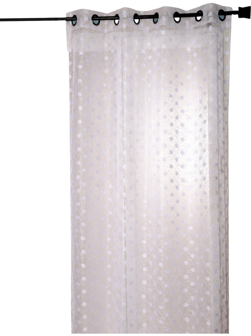 Cortina de organza jacquard bordada com bolinhas Branco - Kiabi