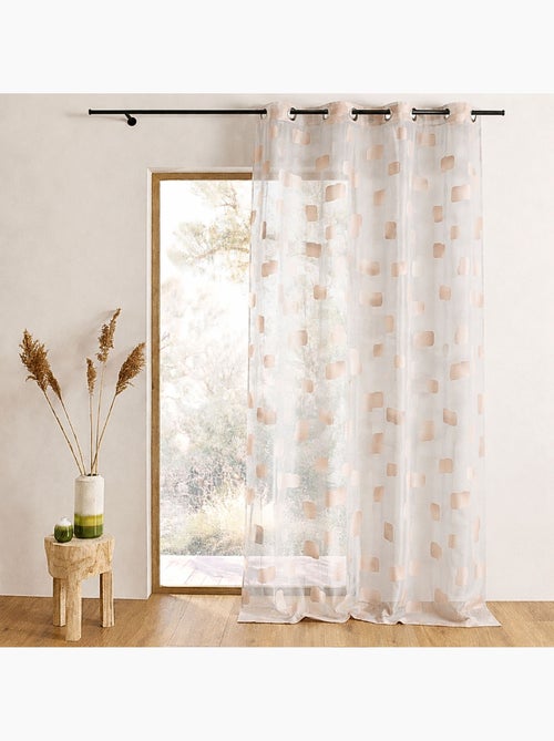 Cortina de organza jacquard com padrão de tijolos - Kiabi