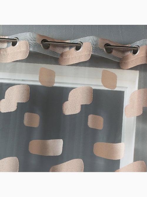 Cortina de organza jacquard com padrão de tijolos - Kiabi