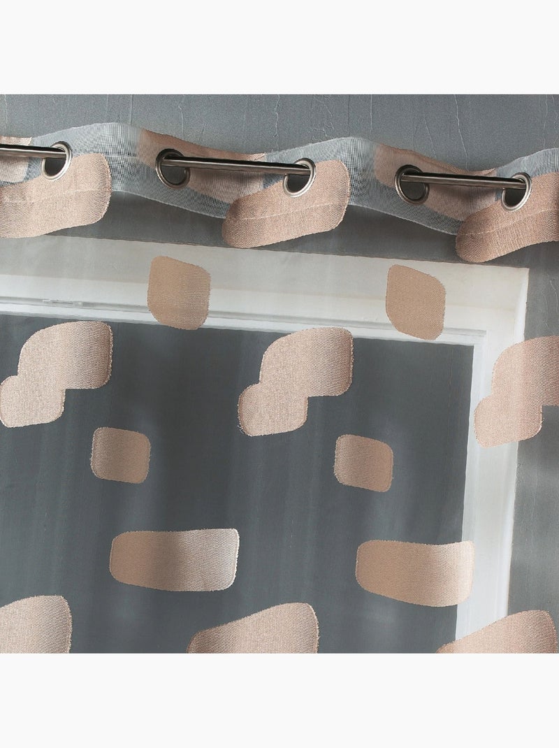 Cortina de organza jacquard com padrão de tijolos Bege - Kiabi