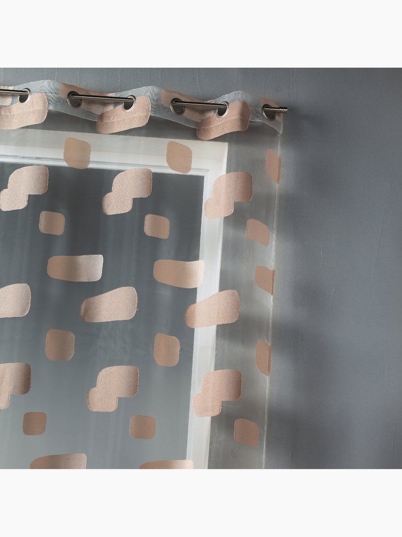 Cortina de organza jacquard com padrão de tijolos Bege - Kiabi