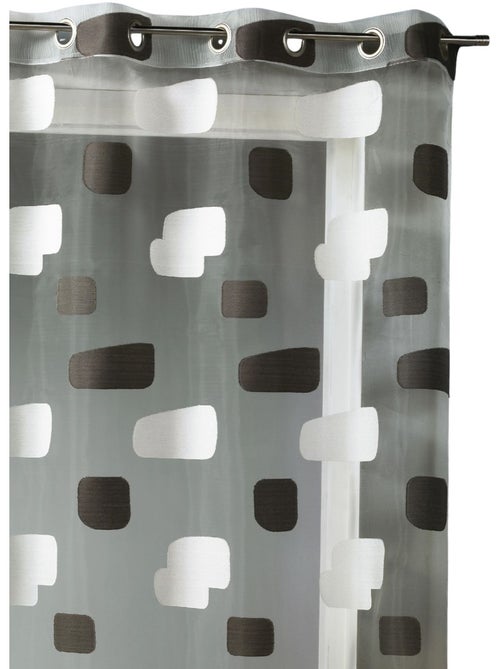 Cortina de organza jacquard com padrão de tijolos - Kiabi
