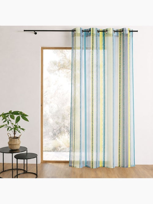 Cortina de organza jacquard com riscas verticais - Kiabi Cortina de organza jacquard com riscas verticais - Kiabi