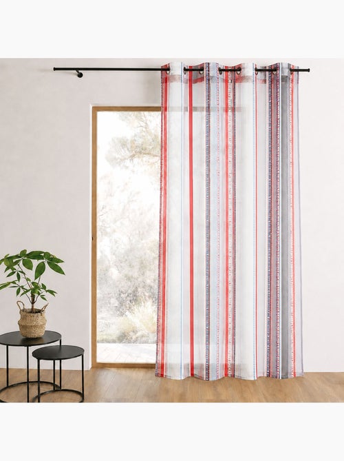 Cortina de organza jacquard com riscas verticais - Kiabi Cortina de organza jacquard com riscas verticais - Kiabi