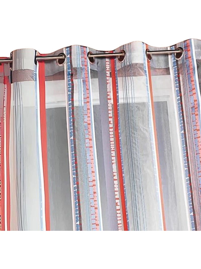 Cortina de organza jacquard com riscas verticais Cinza claro - Kiabi