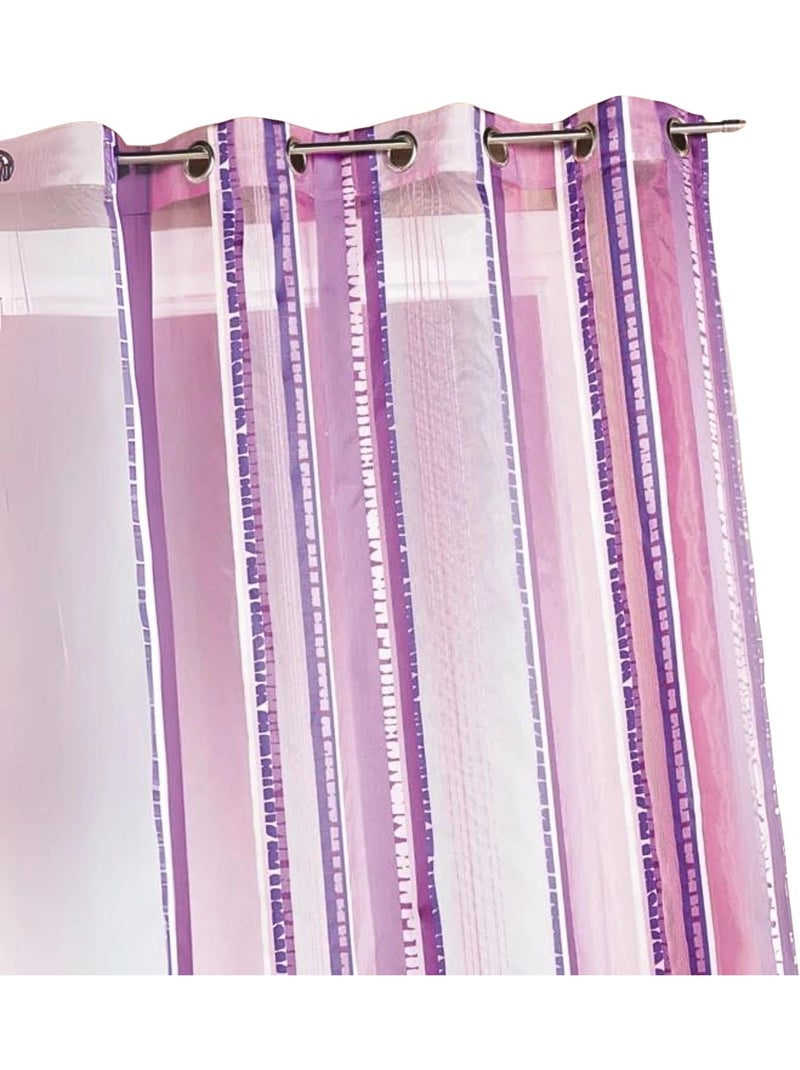 Cortina de organza jacquard com riscas verticais Roxo ameixa - Kiabi