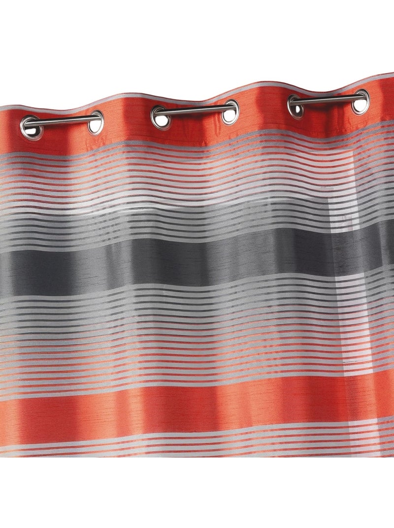 Cortina de organza tecida com riscas horizontais Laranja - Kiabi