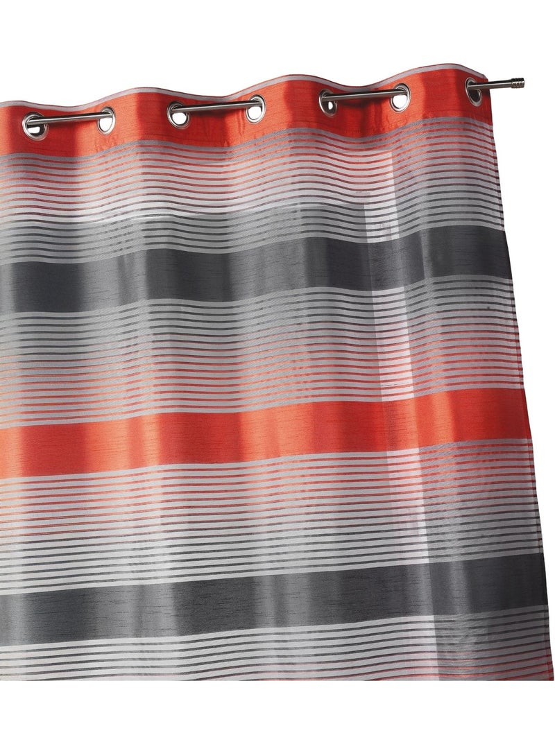 Cortina de organza tecida com riscas horizontais Laranja - Kiabi