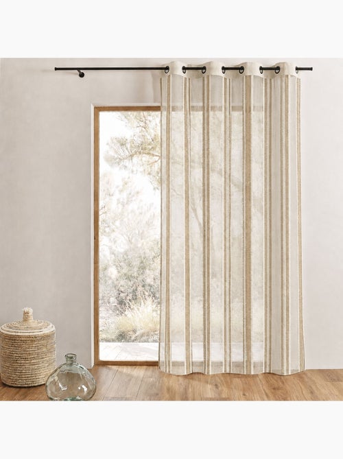 Cortina de organza transparente com riscas verticais - Kiabi