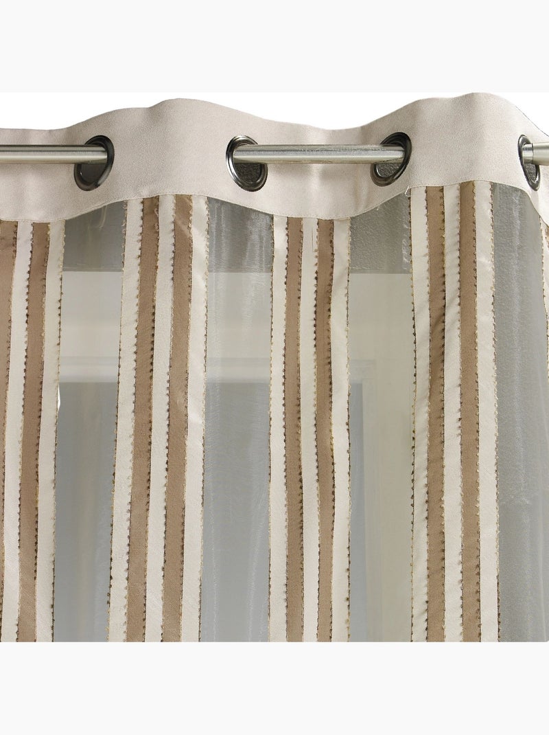 Cortina de organza transparente com riscas verticais Bege - Kiabi