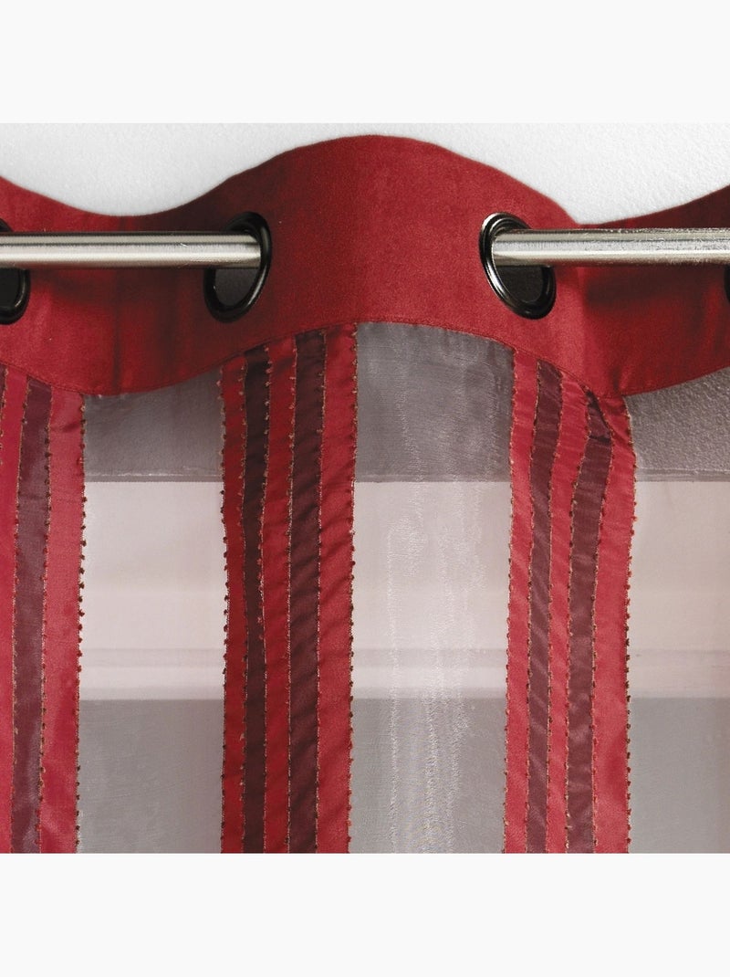Cortina de organza transparente com riscas verticais Bordô - Kiabi