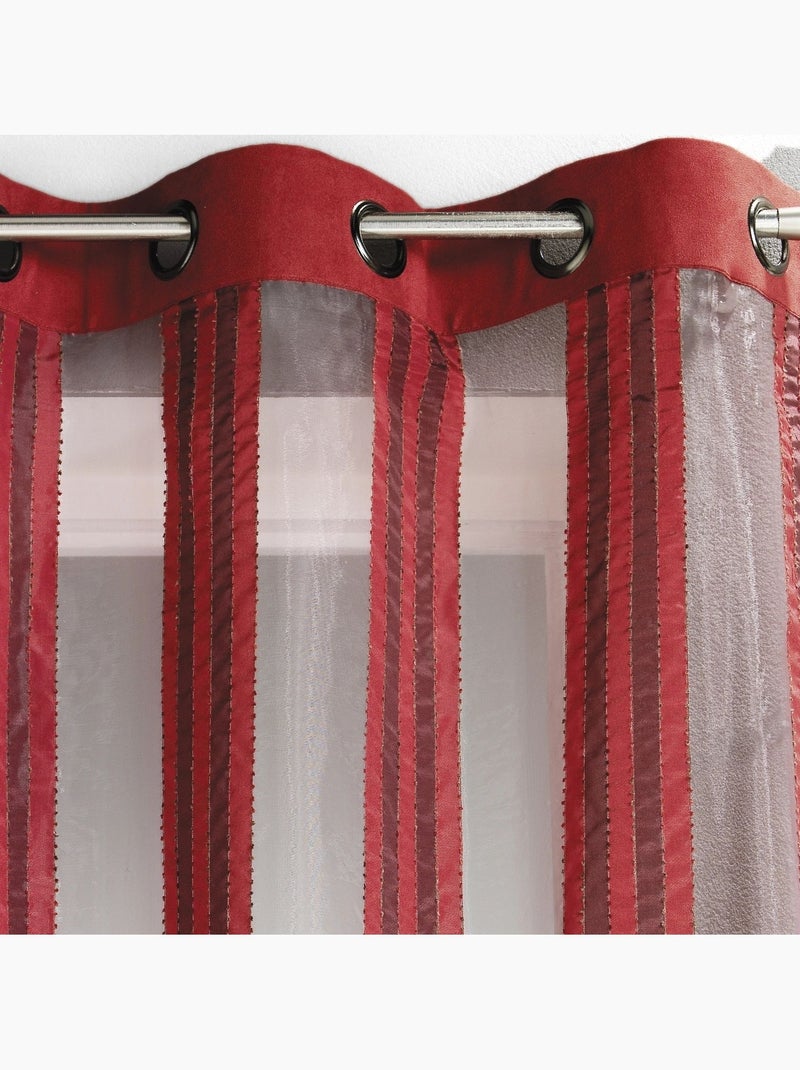 Cortina de organza transparente com riscas verticais Bordô - Kiabi