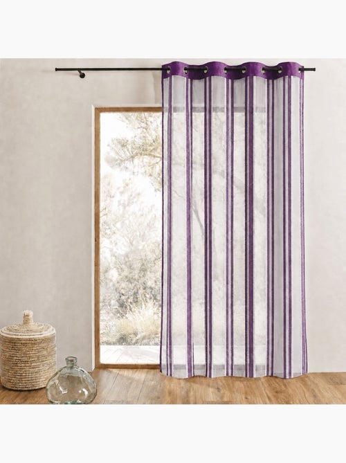 Cortina de organza transparente com riscas verticais - Kiabi
