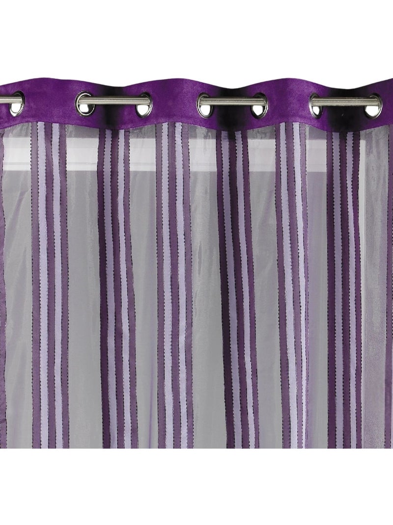 Cortina de organza transparente com riscas verticais Roxo ameixa - Kiabi