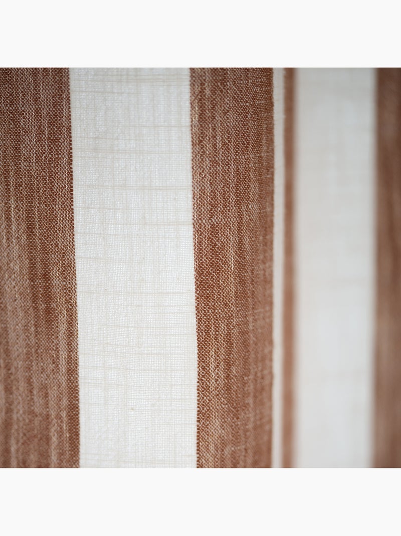 Cortina de riscas largas lourmarin 100% algodão Terracota - Kiabi