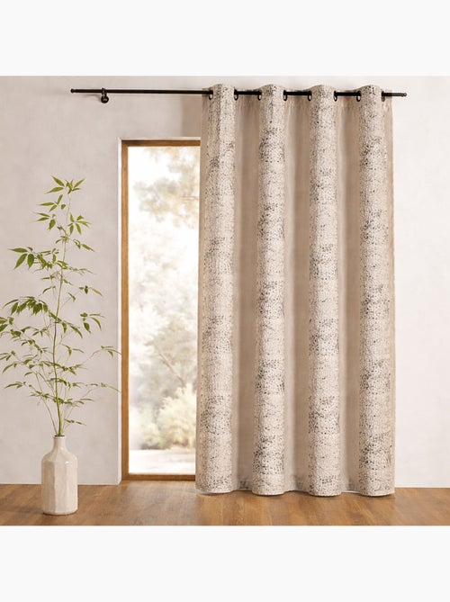 Cortina de shantung bordada com faixas de motivos étnicos - Kiabi