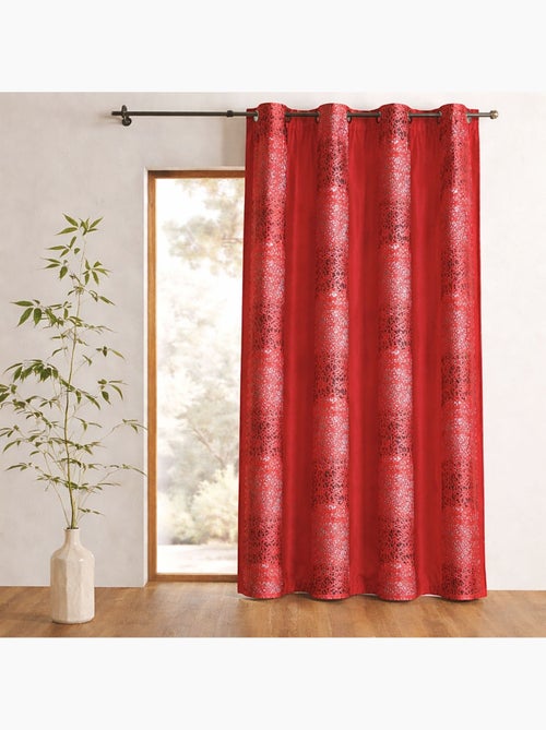 Cortina de shantung bordada com faixas de motivos étnicos - Kiabi