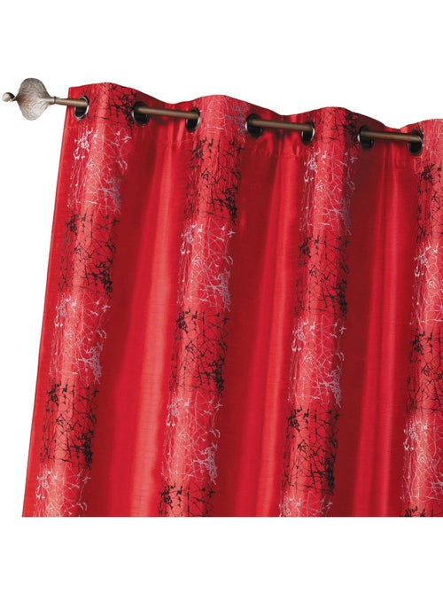Cortina de shantung bordada com faixas de motivos étnicos - Kiabi