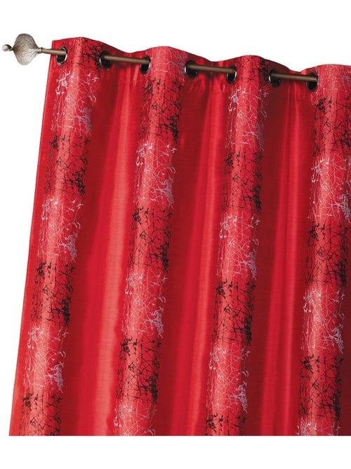 Cortina de shantung bordada com faixas de motivos étnicos - Kiabi