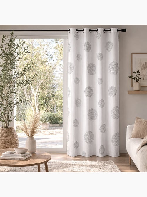Cortina de shantung branco, bordada com círculos mistos - Kiabi