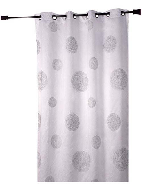Cortina de shantung branco, bordada com círculos mistos - Kiabi
