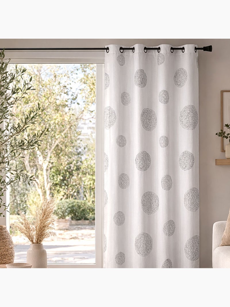 Cortina de shantung branco, bordada com círculos mistos Branco - Kiabi