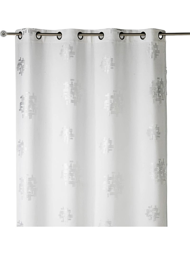 Cortina de shantung com estampado prateado Branco - Kiabi